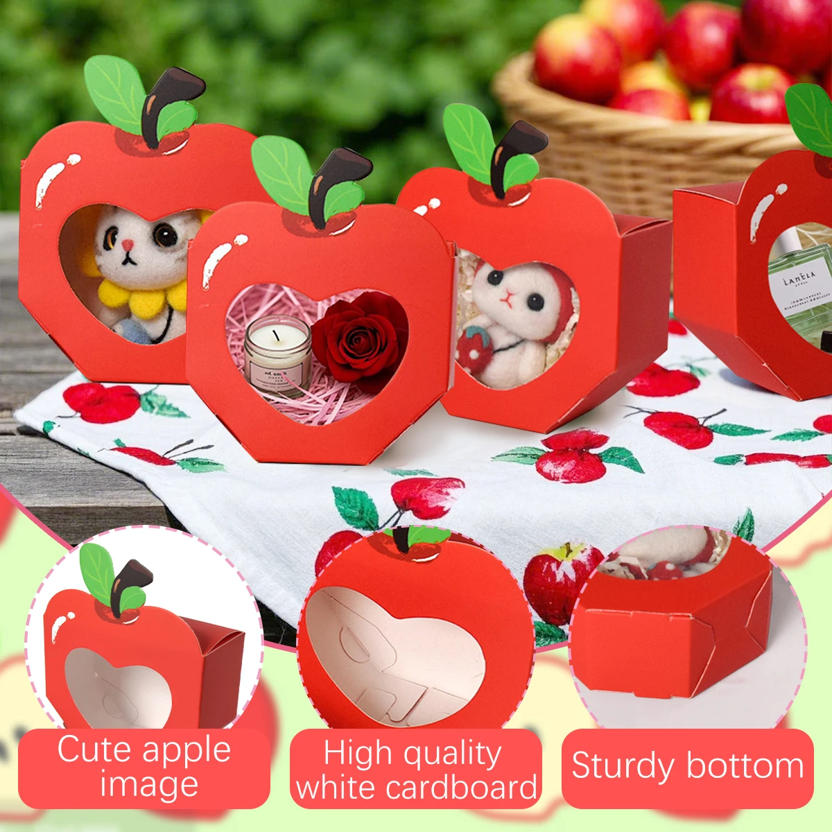Food Like Snacks - 10/20Pcs Apple Window Candy Boxes Heart