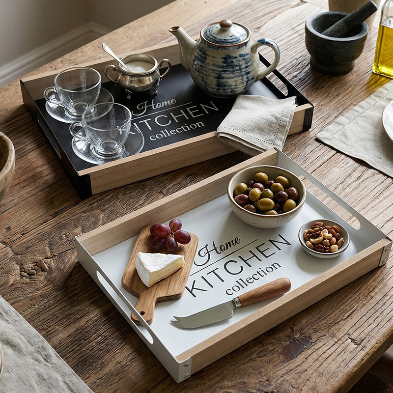 Food Platter Snacks - Nordic Breakfast Metal Tray with Handles