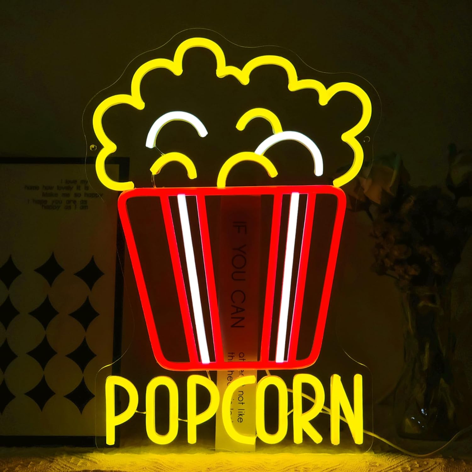 Snacks Food Video - Popcorn Neon Sign Dimmable Food LED