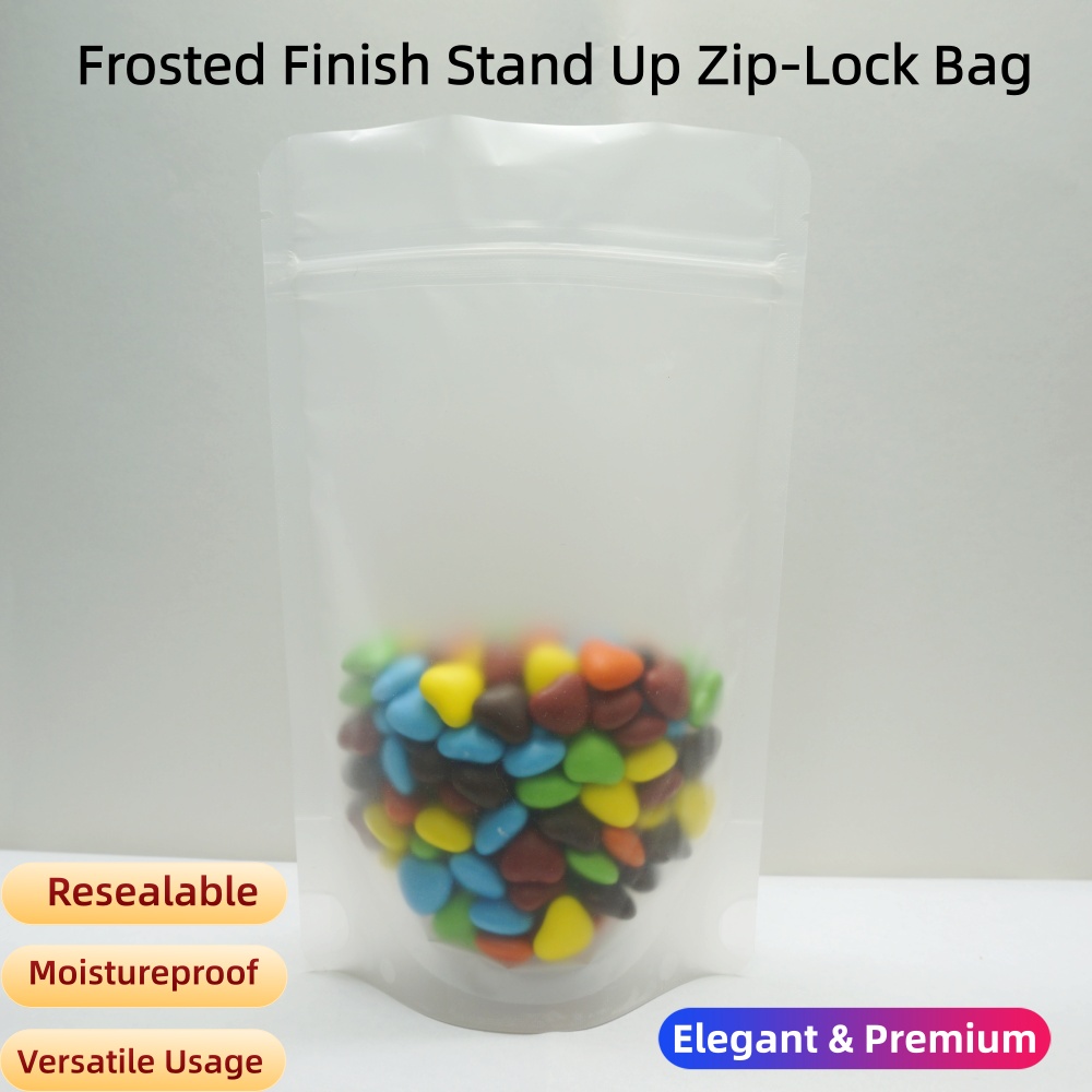 Food Good Snacks - 100pcs Matte Clear Stand Up Zip
