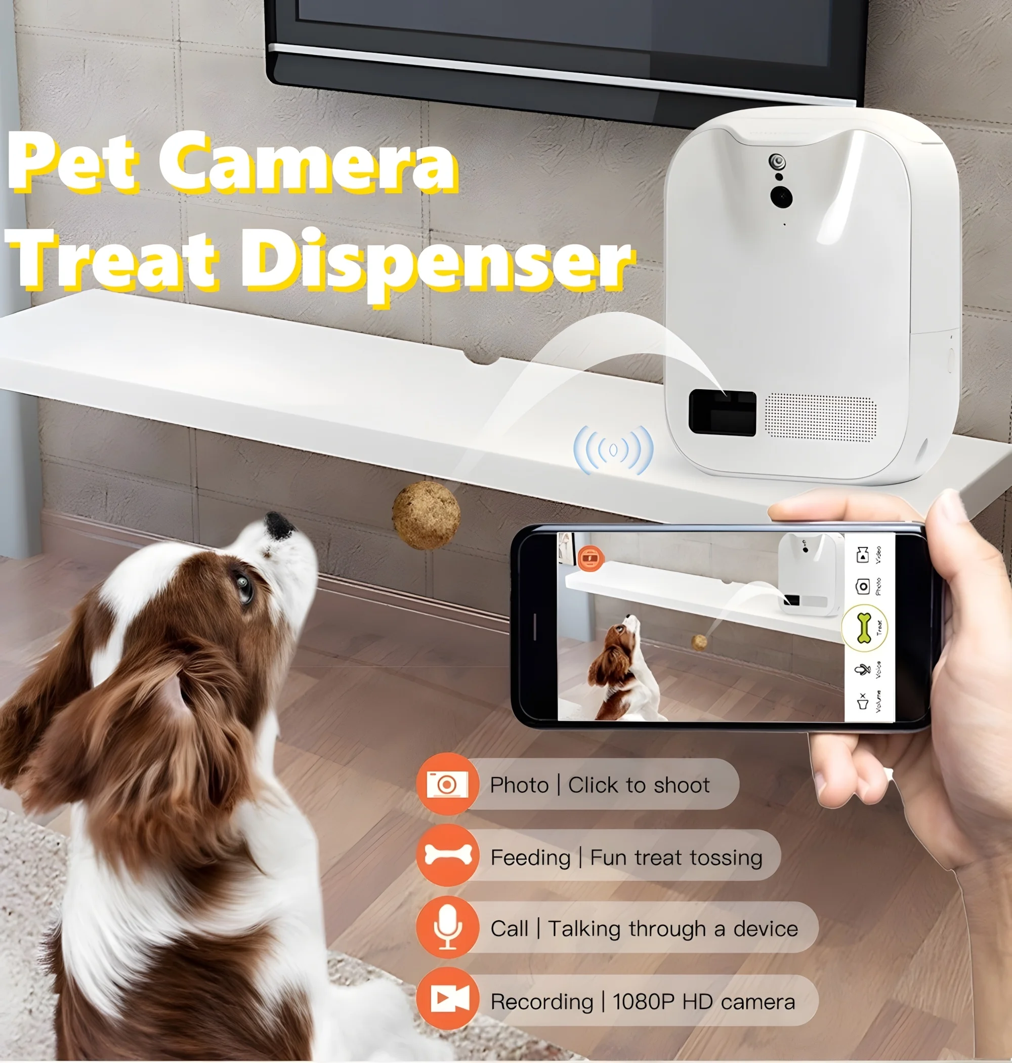 Snacks Food Video - Smart Pet Feeding Camera, APP Control,