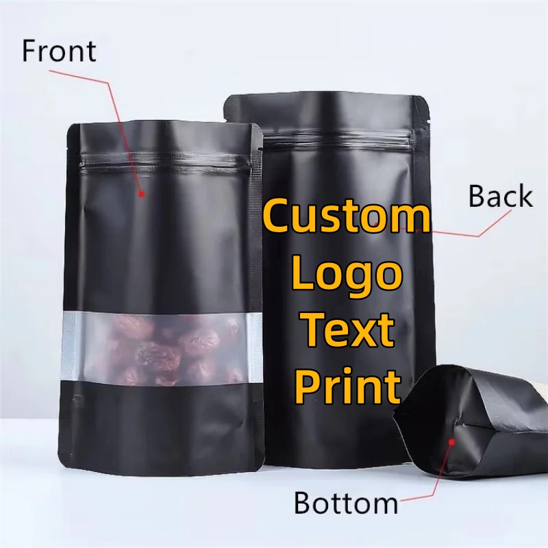 Food Snacks For School - 100PCS Stand-up Matte Black Aluminum Foil