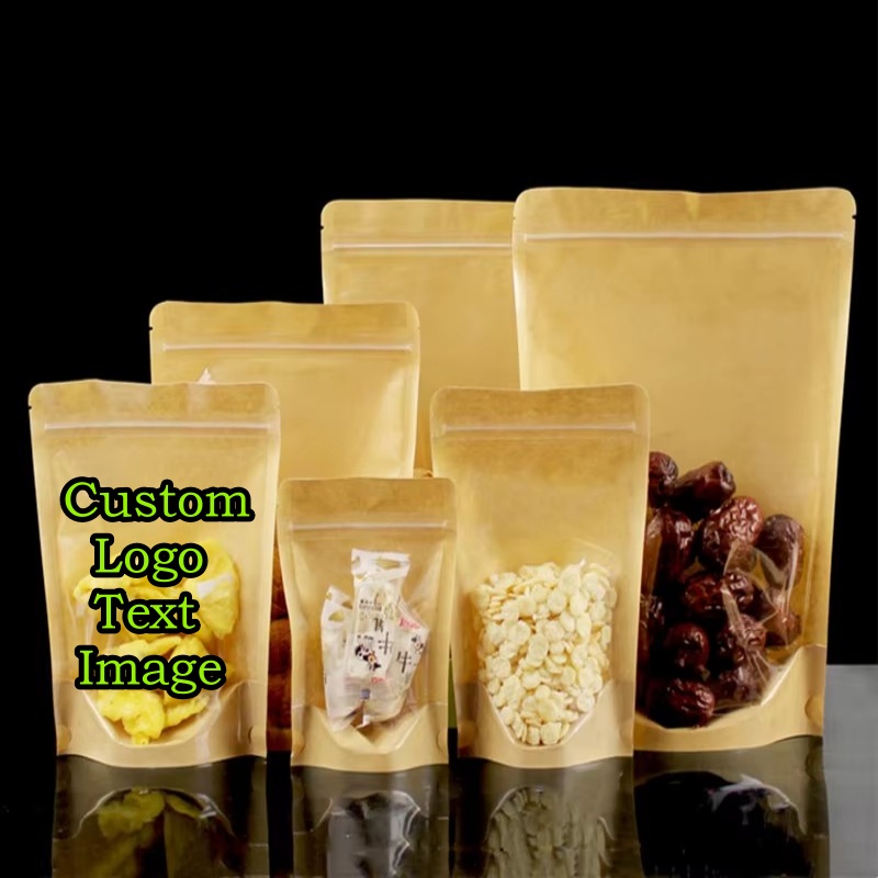 Food Like Snacks - 100PCS Clear Stand-up Kraft Paper Ziplock