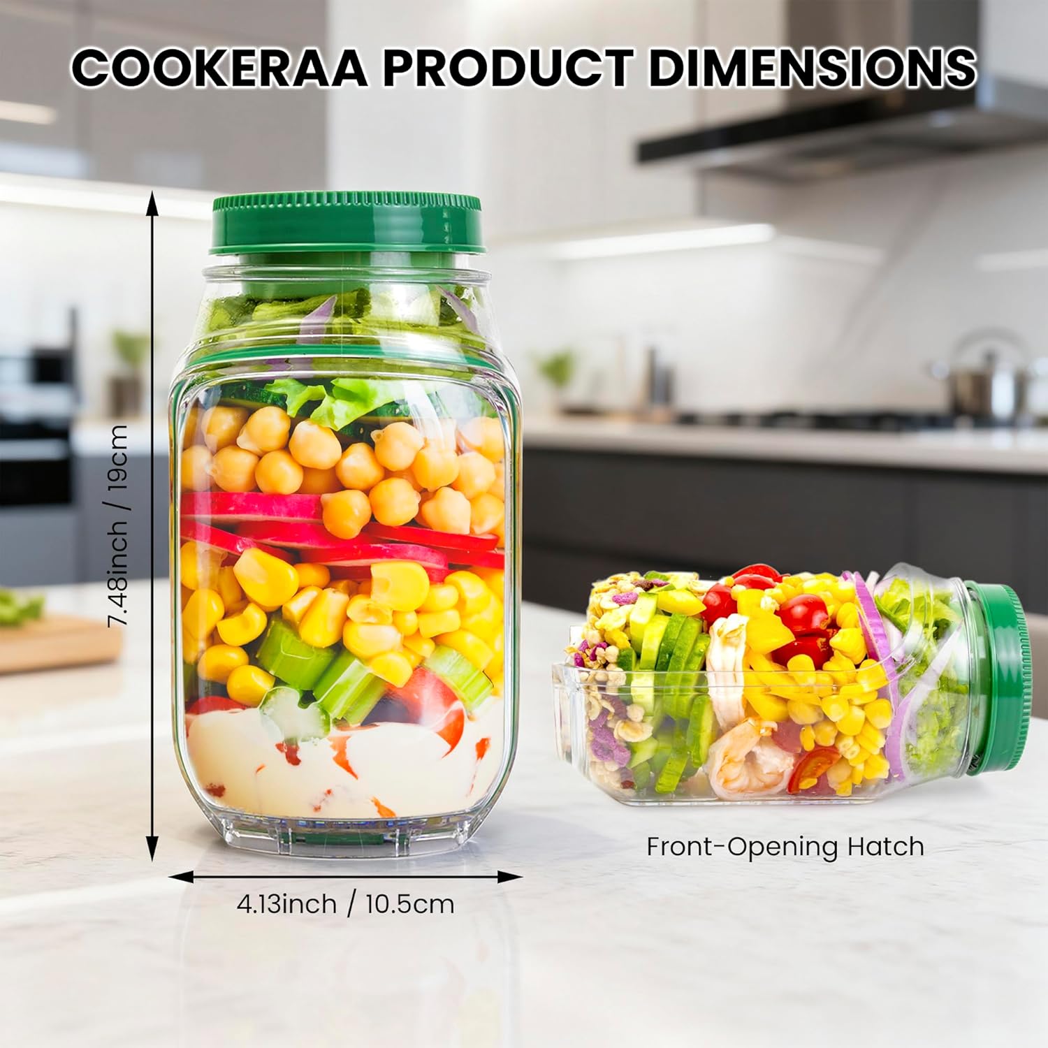 2-Pack 34oz Salad Jar Containe - огляд і ціна Food Snacks That Are Green