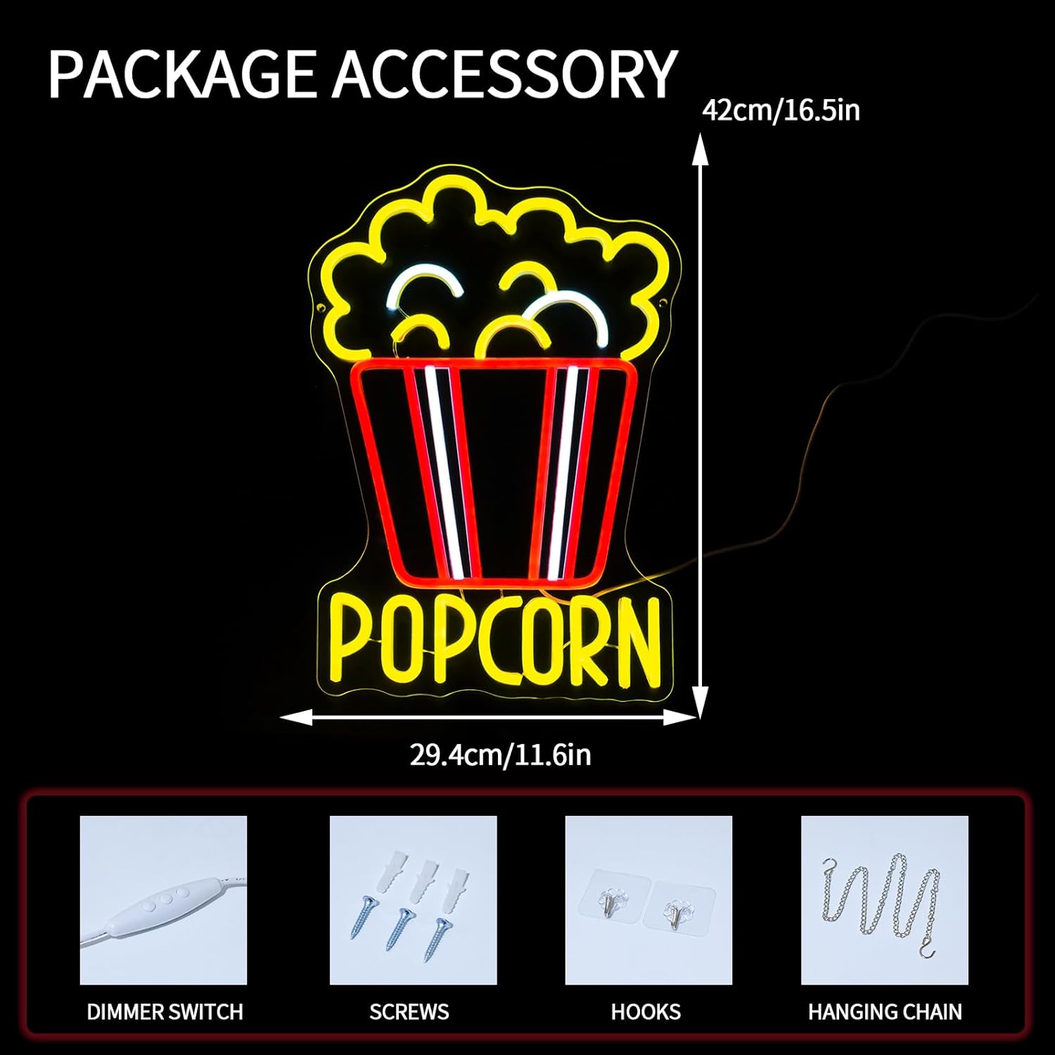 Popcorn Neon Sign Dimmable Foo - огляд і ціна Snacks Food Video
