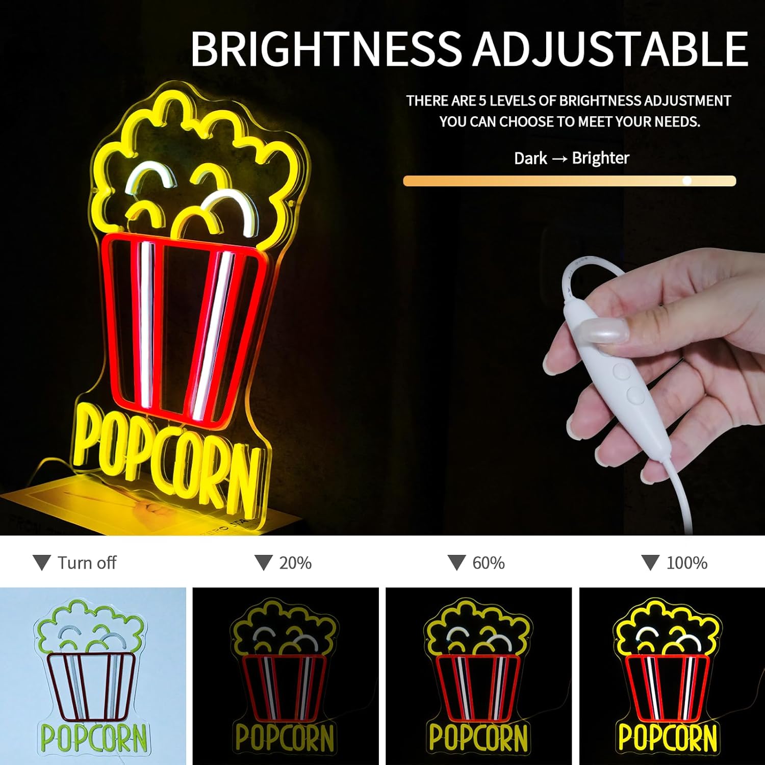 Popcorn Neon Sign Dimmable Foo - огляд і ціна Snacks Food Video