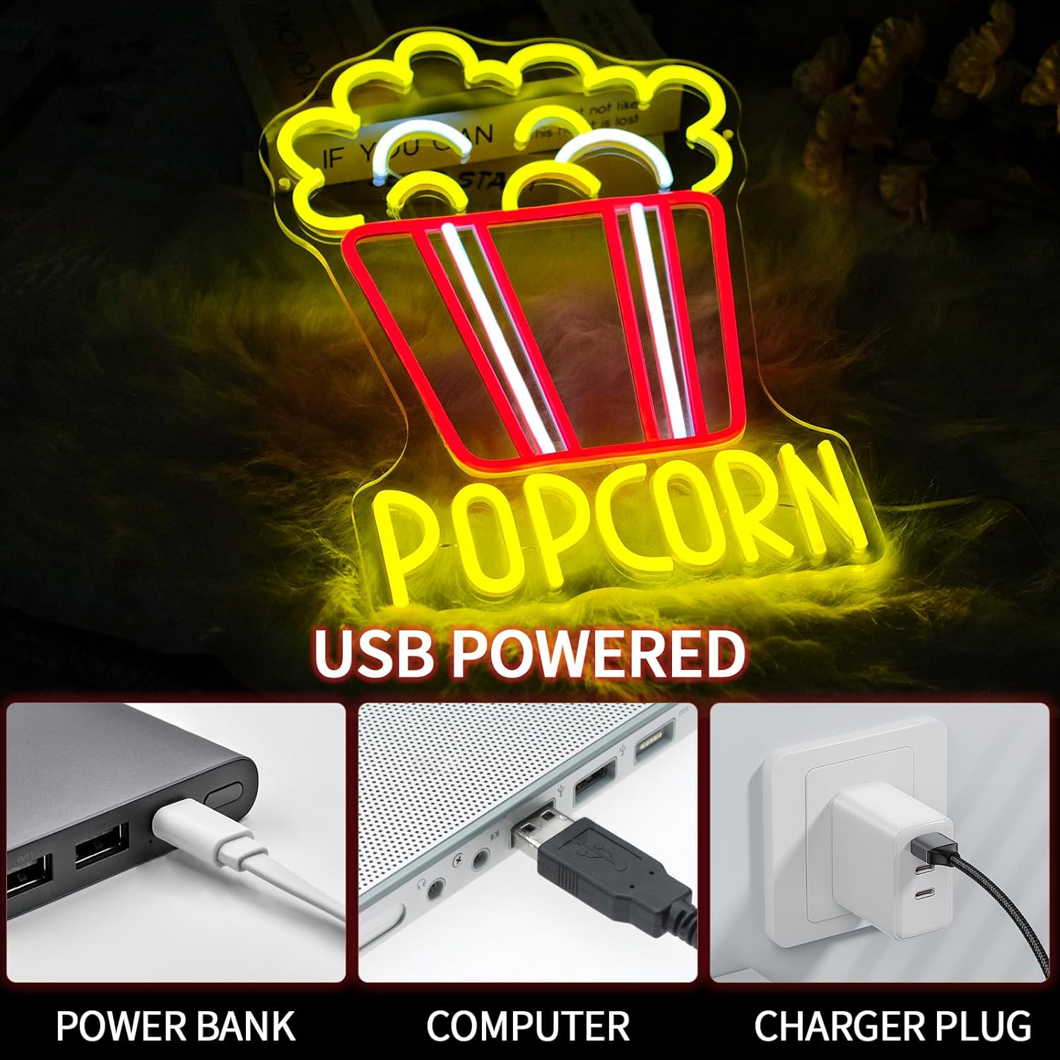 Popcorn Neon Sign Dimmable Foo - огляд і ціна Snacks Food Video