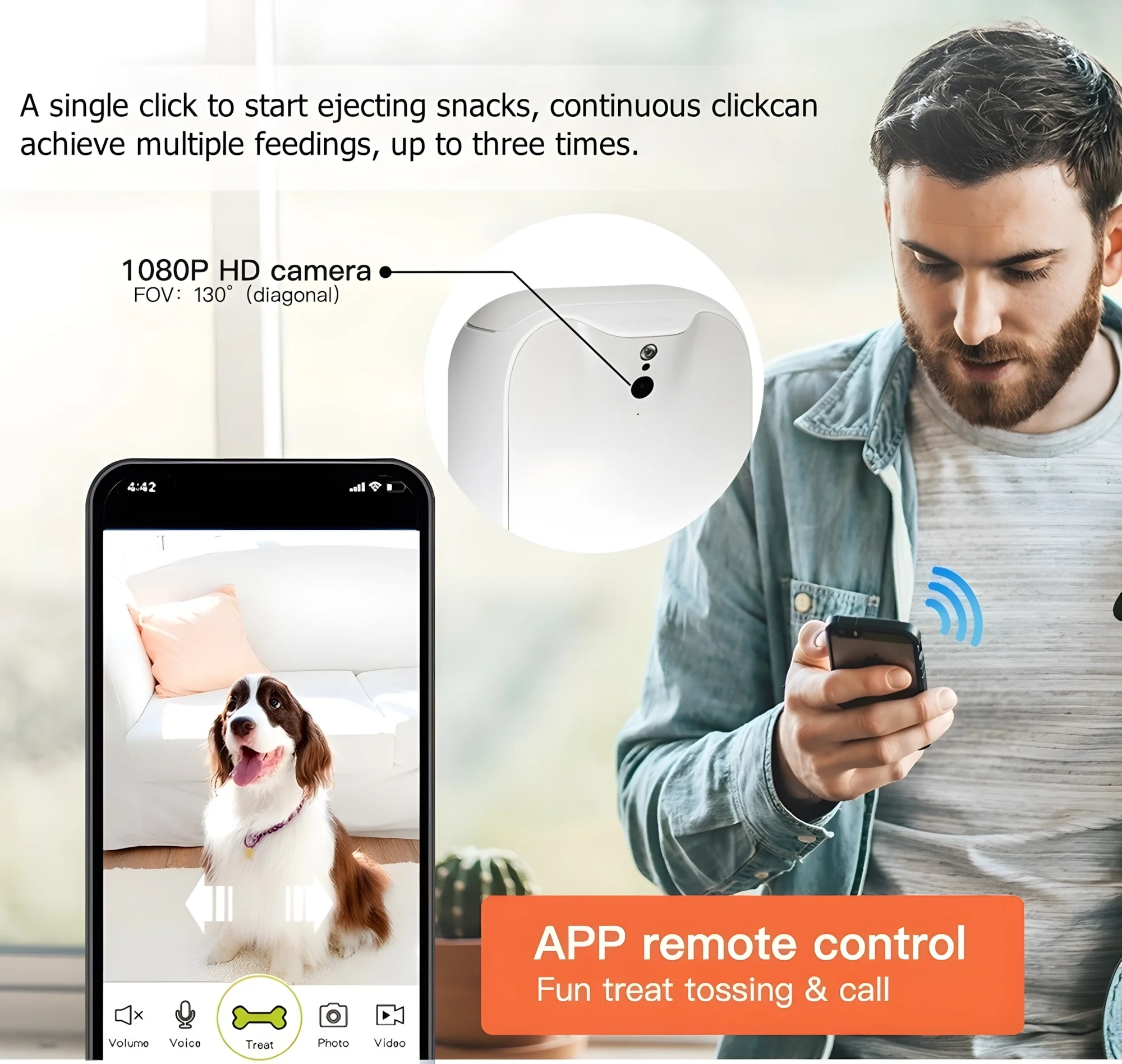 Smart Pet Feeding Camera, APP  - огляд і ціна Snacks Food Video