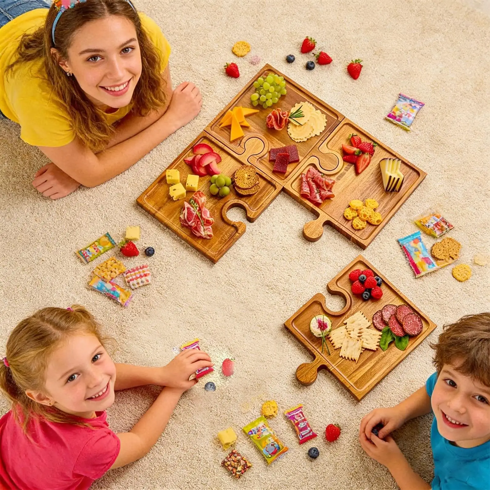 Puzzle Food Display Tray Woode - огляд і ціна Food Platter Snacks