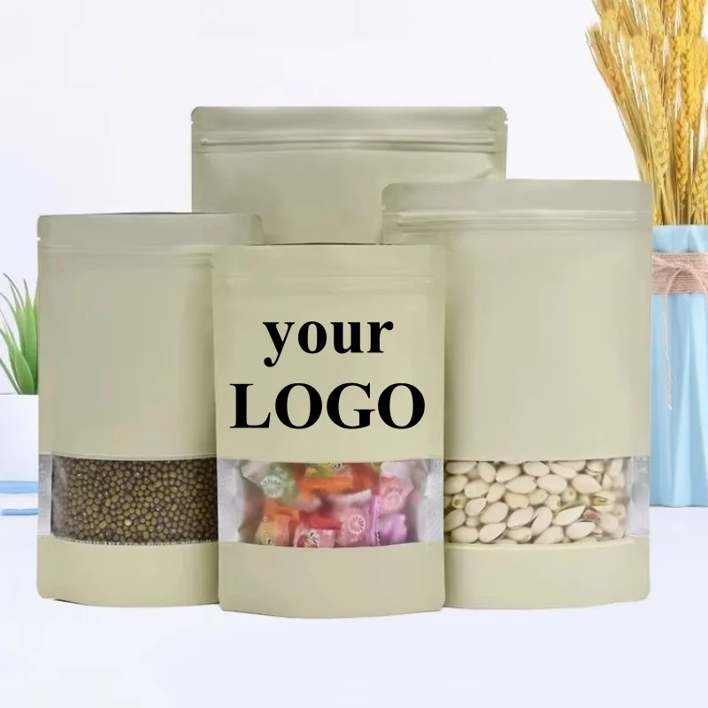 100PCS Stand Up Matte Beige Al - огляд і ціна Food Snacks That Are Green