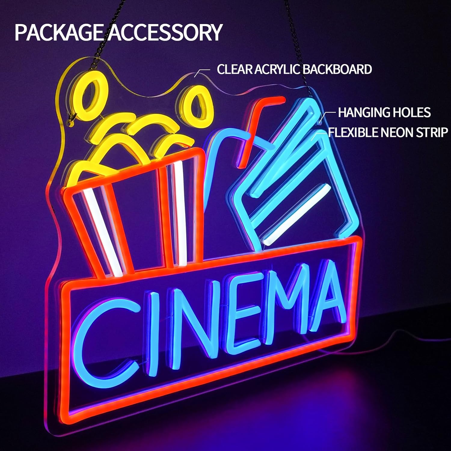 Popcorn Neon Sign Dimmable Foo - огляд і ціна Snacks Food Video