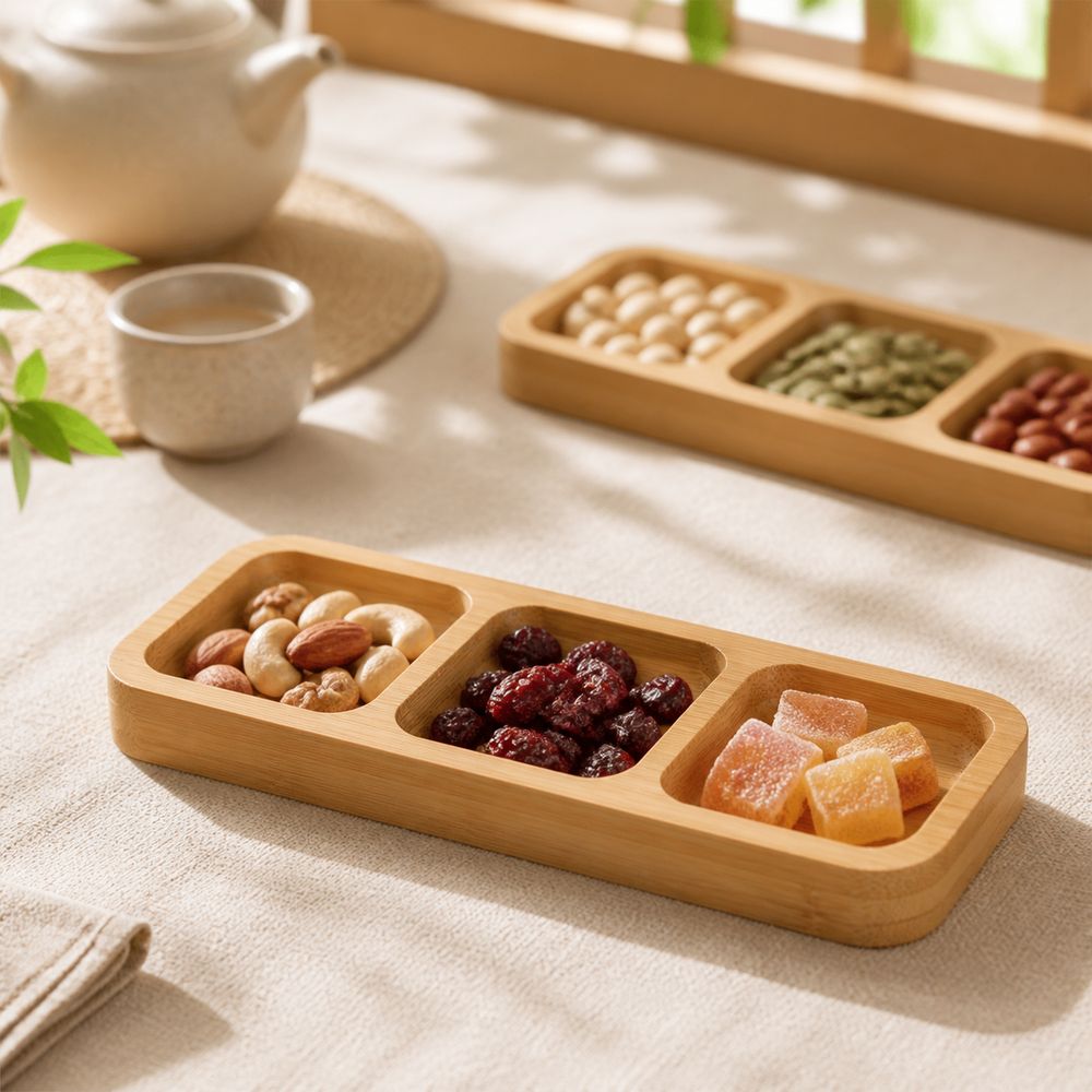 Natural Bamboo Divided Snack S - огляд і ціна Food Platter Snacks