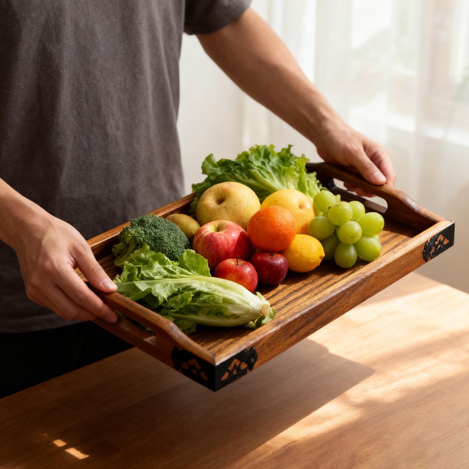 Wooden Serving Tray with Handl - огляд і ціна Food Platter Snacks