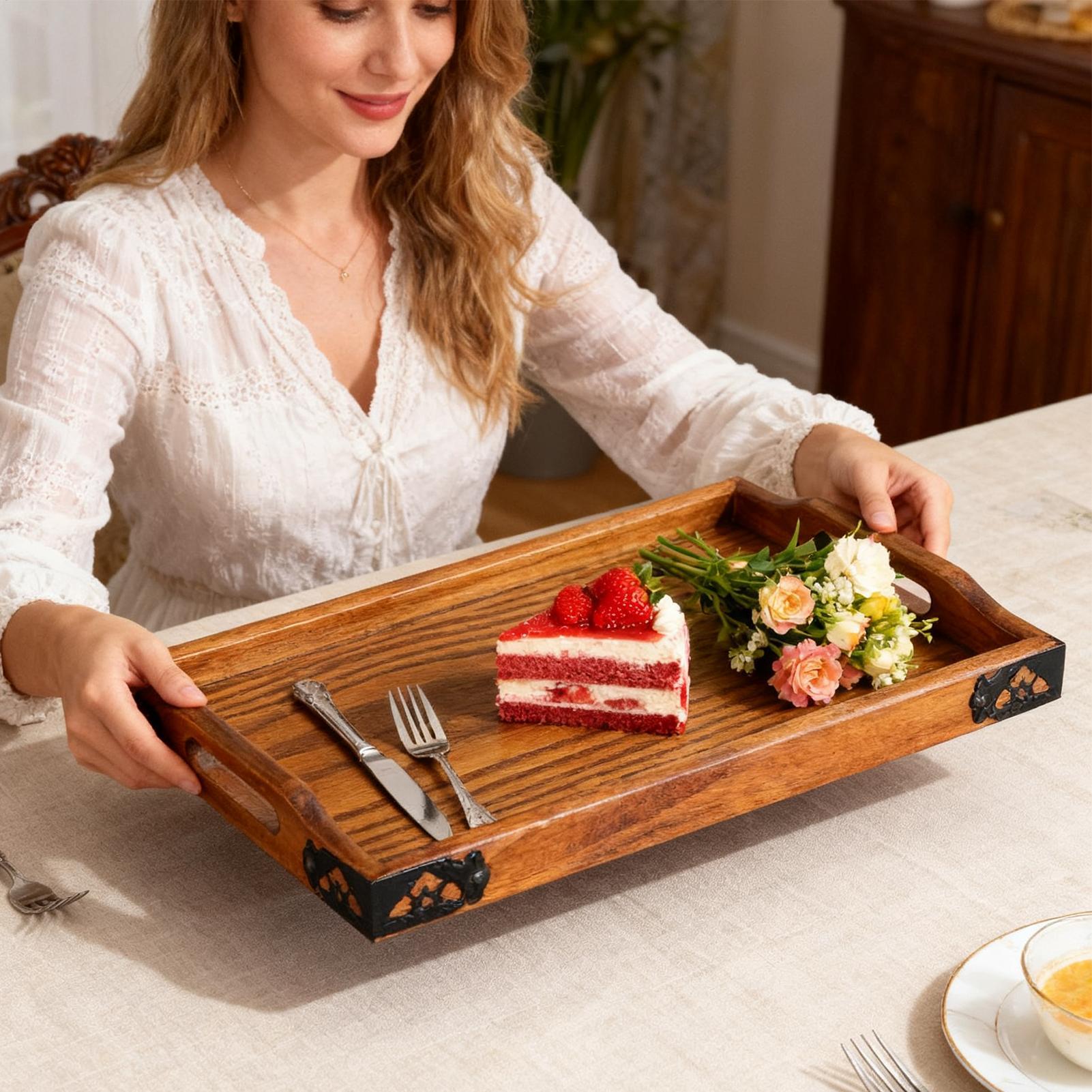 Wooden Serving Tray with Handl - огляд і ціна Food Platter Snacks